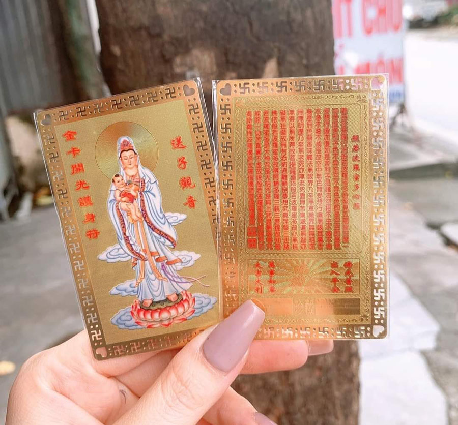 Thẻ Kim Bài Kinh Chú Mẹ Quan Âm Cầu Con
